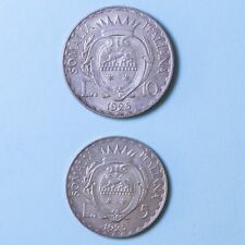 SOMALIA ITALIANA VITTORIO EMANUELE III 5 10 LIRE 1925 RARO qFDC/FDC ARGENTO