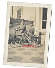 FINE ANNI '20 BAMBINO SU RARO TRICICLO D'EPOCA FOTO ORIGINALE
