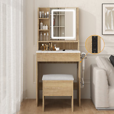 Puluomis Toeletta Con Specchio E Sgabello Postazione Trucco cameretta 4scomparti