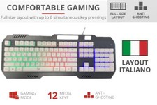 Tastiera Gaming da gioco METALLO Meccanica RGB layout italiano LED ILLUMINATA B