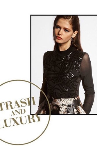 Body nero con paillettes - con,