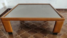 Tavolino Da Fumo Pelle E Vetro Specchiato Di L. Massoni Per Poltrona Frau