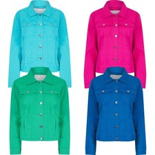 Giacca Denim Donna Donna Stretch Cotone Morbido Estate Colore Brillante Cappotto Moda