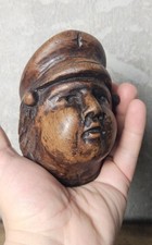 Scultura Viso Di Uomo In Legno
