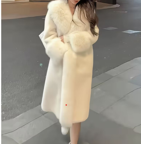 Cappotto bianco con pelliccio - cappotto,