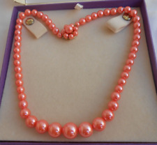 Collana firma JAPAN anni 60 perle finte colore rosa fucsia a scalare