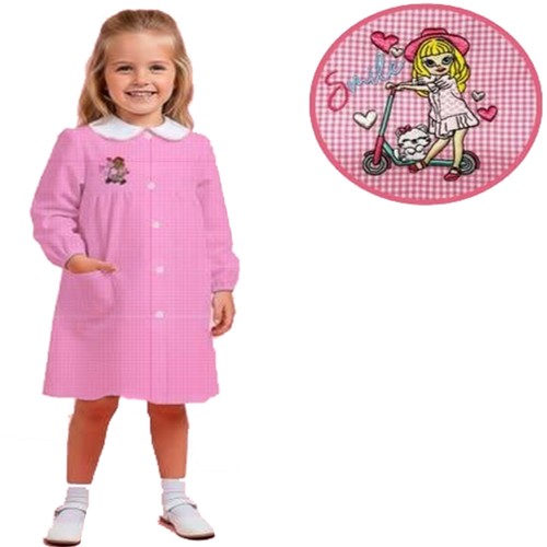 Grembiule scuola rosa - , bottoni