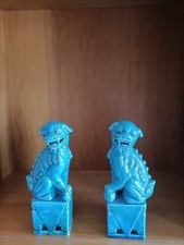 Coppia Statuine Vintge Cani di Fo  ceramica invetriata anni 70 cm 21