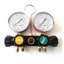GRUPPO MANOMETRO DOPPIO FREON R22 R134A R404A R407C ATTACCO 1/4 4 VIE