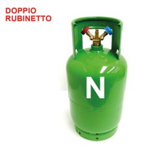 Bombola doppio rubinetto neutra vuota per gas refrigerante - capacità 12 Lt
