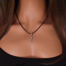 Collana con piuma argento - collana,