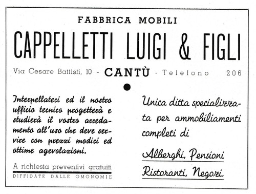Pubblicita 1938 mobili - 1938,