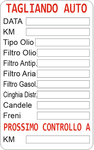 Adesivo pezzi tagliando - 50,