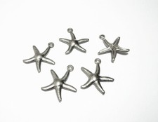 10pz ciondoli stella marina in acciaio inox colore argento scuro 17x15mm bijoux