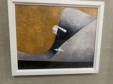 Piero Ruggeri,Paesaggio Con Figura, Anni 70 olio su tavola