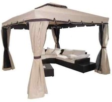 Gazebo da Giardino Alluminio Verniciato Beige Marrone Elegante Antivento Telo Id