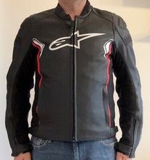 Giubbotto moto in pelle nero con protezioni Alpinestars SP-1 v2. Taglia 48.
