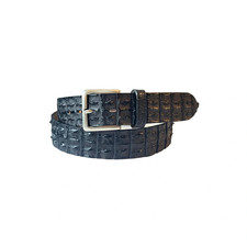 Cintura in pelle di coccodrillo nera 4 cm vera pelle Made in Italy fatta a mano unisex