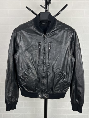 Gucci giacca bomber pelle logo - gucci,