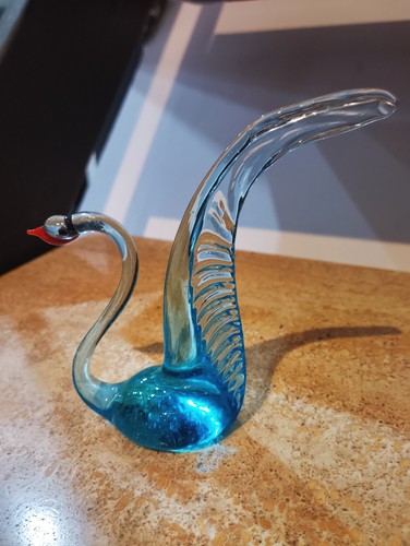 Cigno vetro murano blu - cigno,