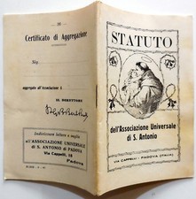 LIBRETTI RELIGIOSI STATUTO ASSOCIAZIONE UNIVERSALE S.ANTONIO PADOVA 1935