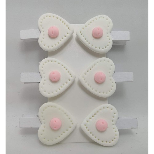 Mollette soft cuore 4 cm - 6, pz