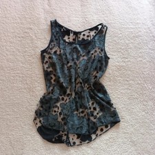 Maglia canottiera trasparente sexy chic con rose - taglia S 40