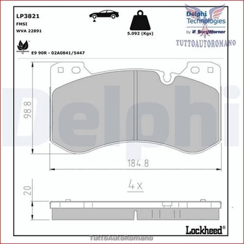 Lp3821 kit pastiglie pattini - kit,