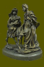 Scultura Statua Decorativa In Bronzo Firmata Di Gesù Bambino Maria Giuseppe