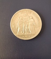 FRANCIA FRANCE 5 FRANCHI FRANCS ERCOLE HERCULE 1875  ARGENTO  GRAMMI 25