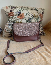 Borsa donna rosa nuova con glitter a tracolla 