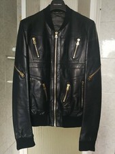 DOLCE & GABBANA NEW RARE GOLD MULTI ZIP NAPPA PLONGE' LEATHER JACKET BIKER COAT 