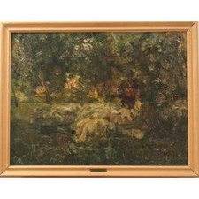 Luca Postiglione (Napoli 1876 – 1936)  Olio su tavola