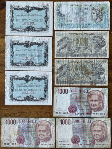 Vintage italy paper money - vintage,