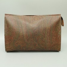 Etro Pochette Pochette PVC Pelle Paisley Marrone Unisex Autentica