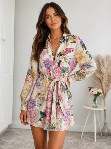 Zara mini abito misto - mini, lino