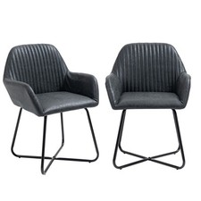 HOMCOM Set 2 Sedie Moderne per Sala da Pranzo o Soggiorno in Similpelle Nera