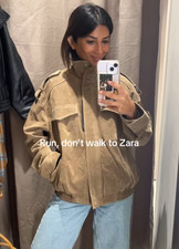 ZARA NUOVA CON ETICHETTE 2025. GIACCA BOMBER PELLE SCAMOSCIATA TALPA MARRONE 4341/770/737