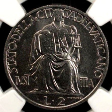 Vatican 2 Lire 1942 IV  NGC MS