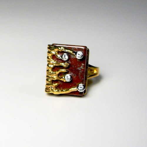 Anello vintage corniola placca - corniola,