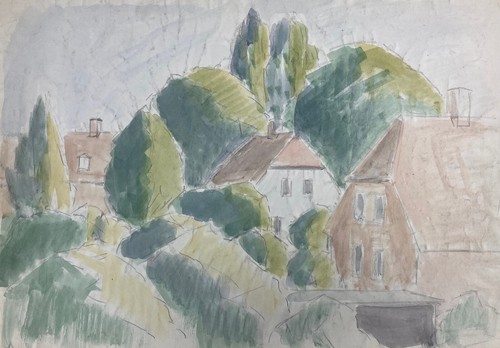 Impressionista veduta case - impressionista, di