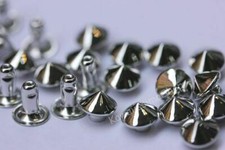 Borchie cono a rivetto 8MM color argento IN OTTONE ANTIRUGGINE quantità a scelta