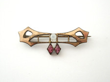 Antico Oro Scintillante Spilla Sfera Bianco Stones Rosso Rombi 1,6 G/