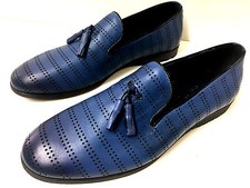 Nuovo Moda Mocassino Loafer pelle Blu Scarpe Uomo con Fori Slipper