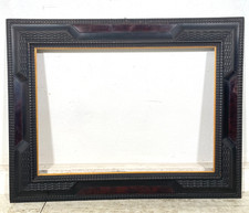 ANTICA CORNICE guillochè epoca 1800 OLD LEGNO SCOLPITO EBANIZZATO 92X72cm RADICA