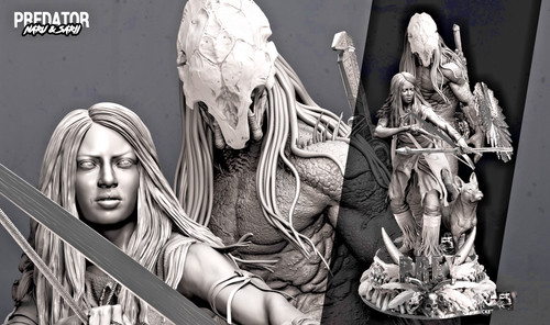 Statua resina predator naru - statua, in