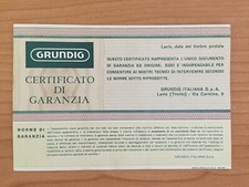 GRUNDIG Certificato di Garanzia 1971 Documento Storico