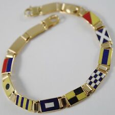  BRACCIALE ORO GIALLO 750 18K, BANDIERE NAUTICHE 6.5 MM, SMALTATE, MADE IN ITALY