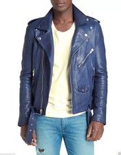 Giacca biker uomo elegante blu