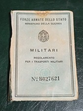 Ministero Della Guerra - Militari - Regolamento Per I Trasporti Militari